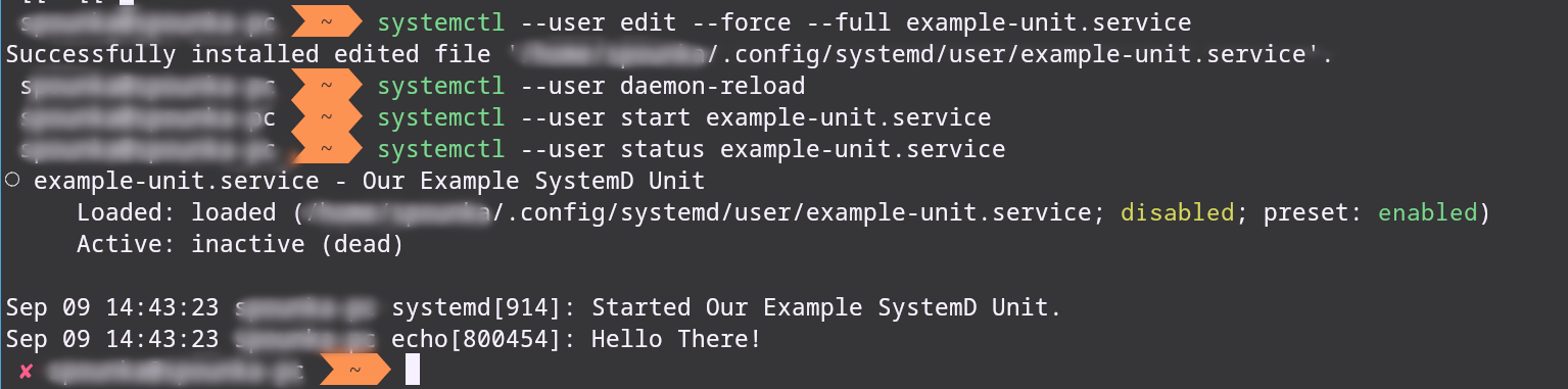 Result of our Example Unit output